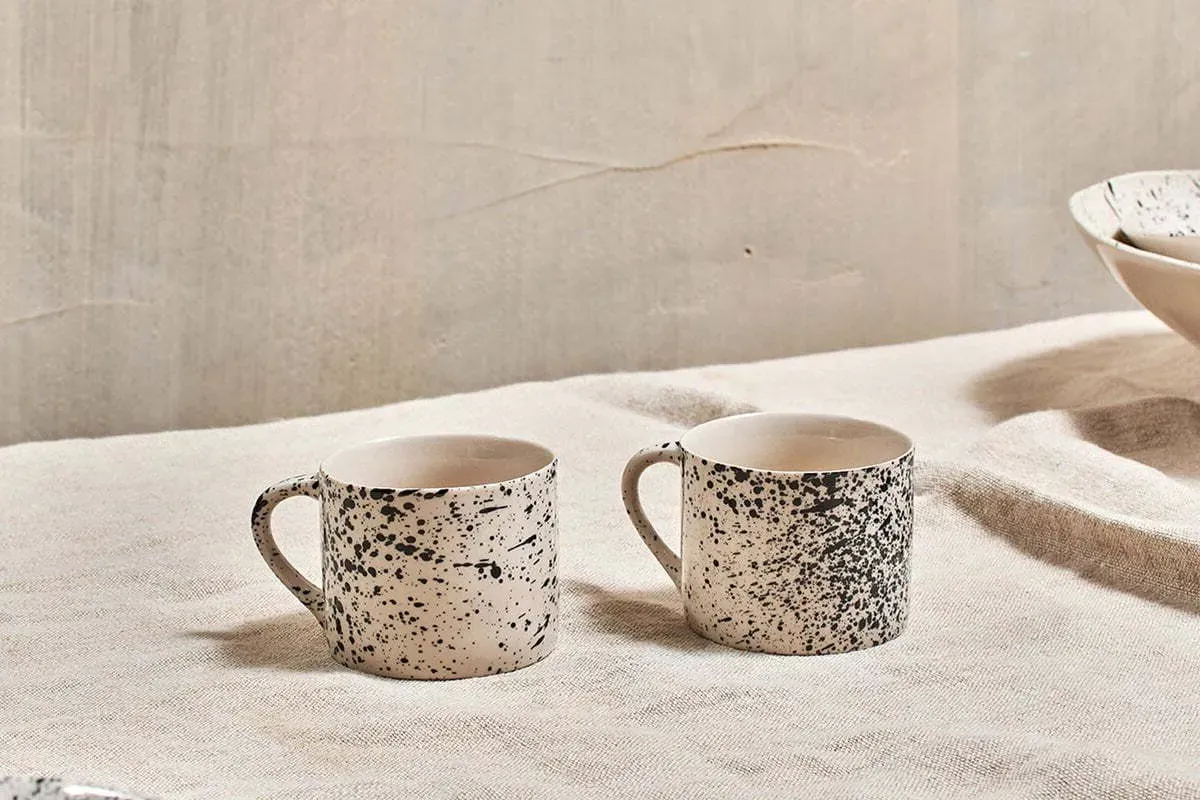 Ama Short Splatter Mug Set of 2 - Off White, Black product