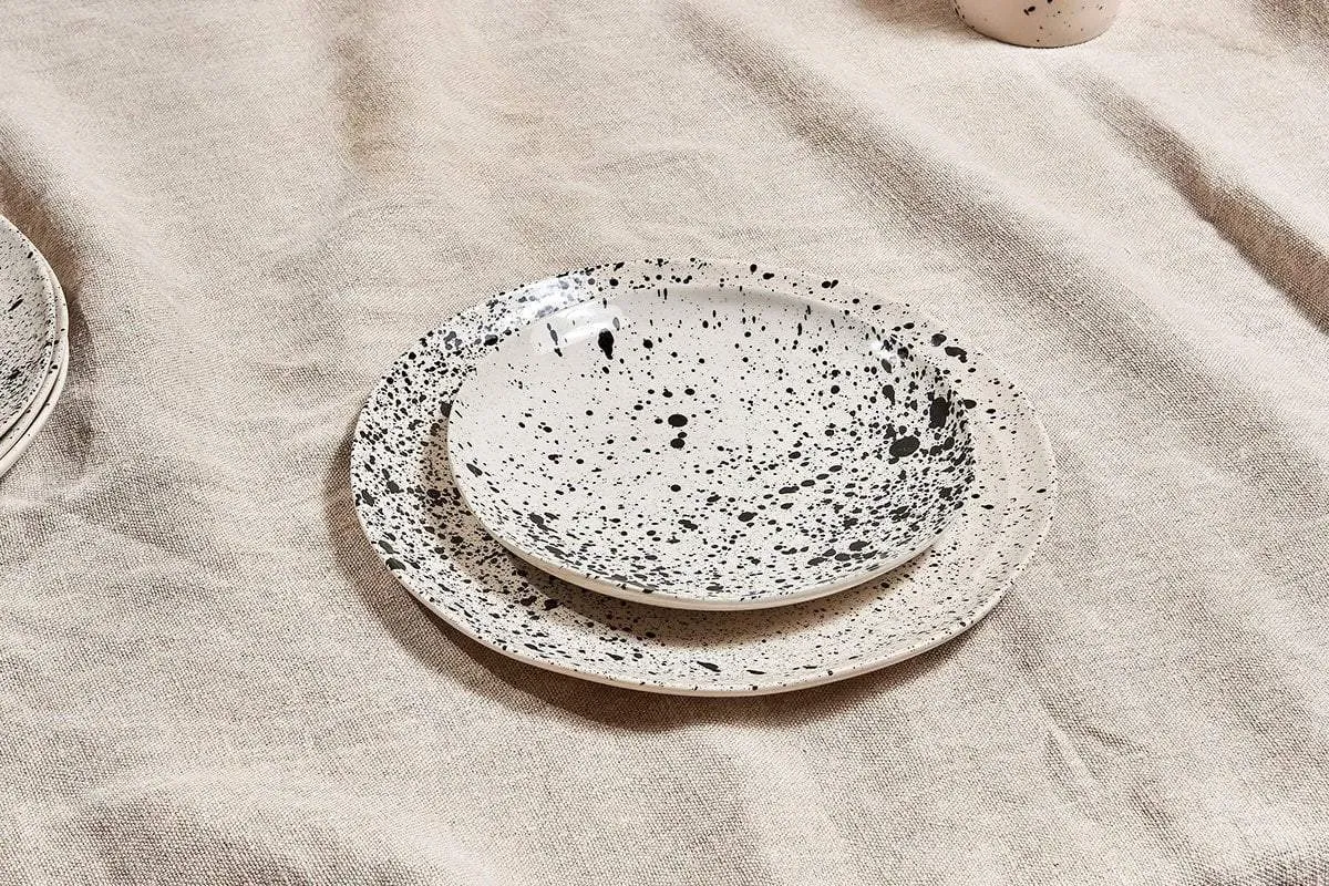 Ama Splatter Plate - Off White & Black, Stoneware product