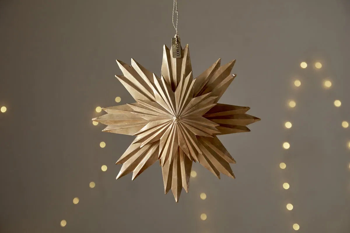 Amata Hanging Star Decoration - Antique Brass by NKUKU