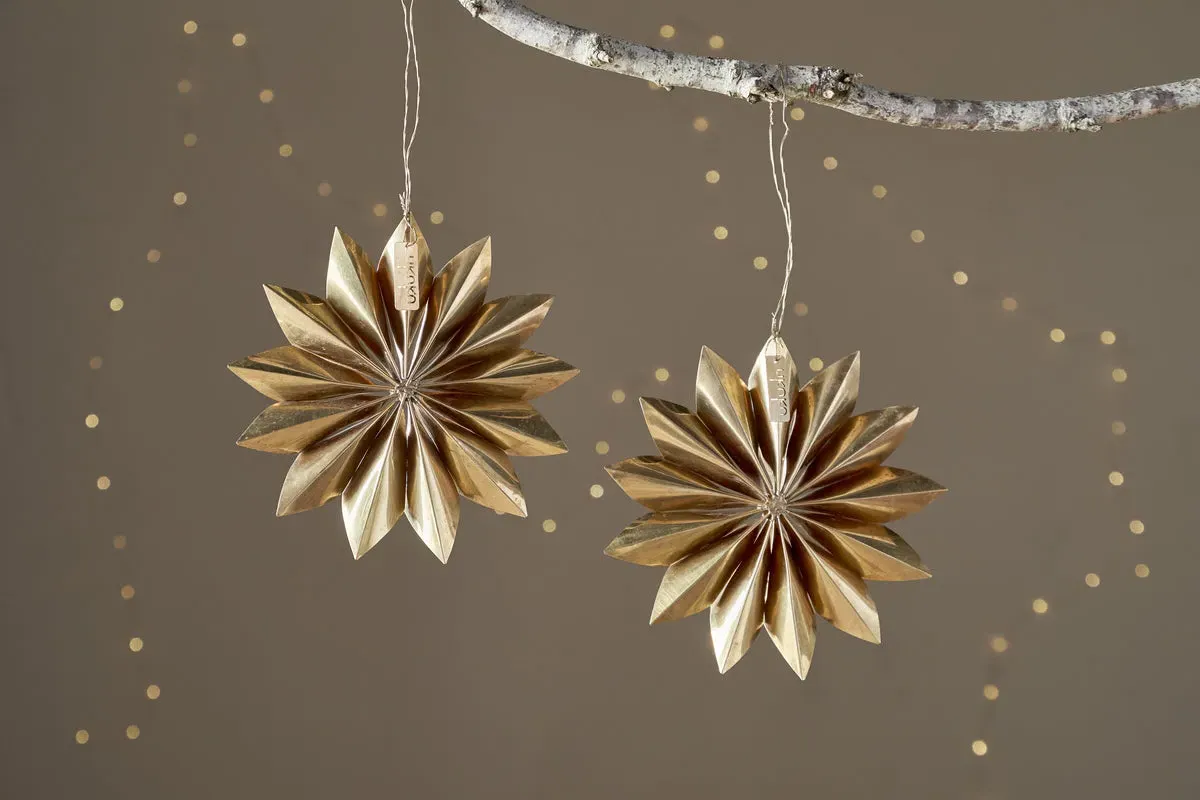 Amata Star Baubles Set of 2 - Antique Brass by NKUKU