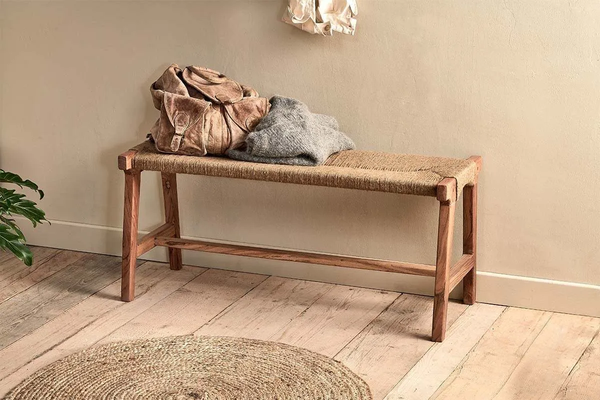 Amhara Acacia & Jute Woven Bench - Natural product