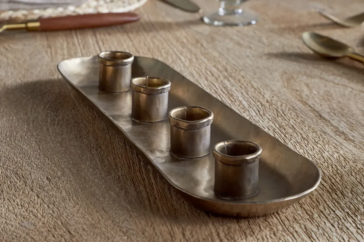 Amita Long Candle Holder - Antique Brass image