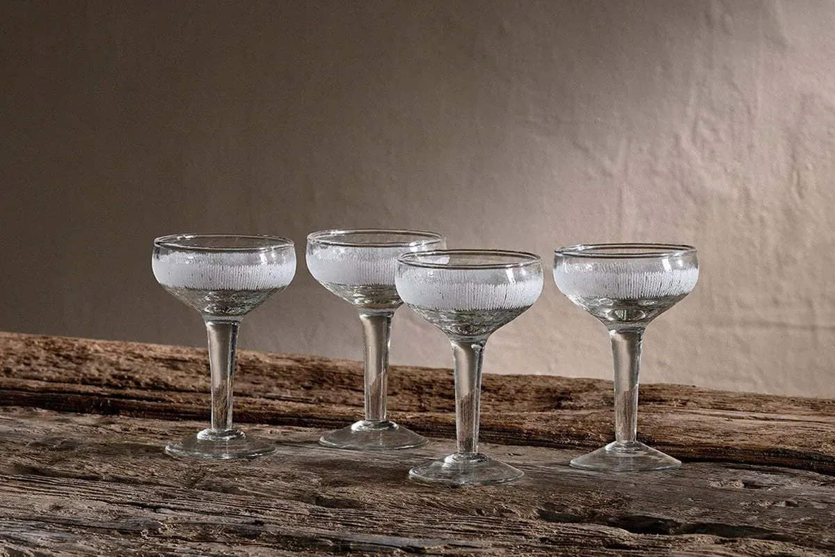 Anara Etched Champagne Glass Set of 4 - Clear, Recycled Glass product