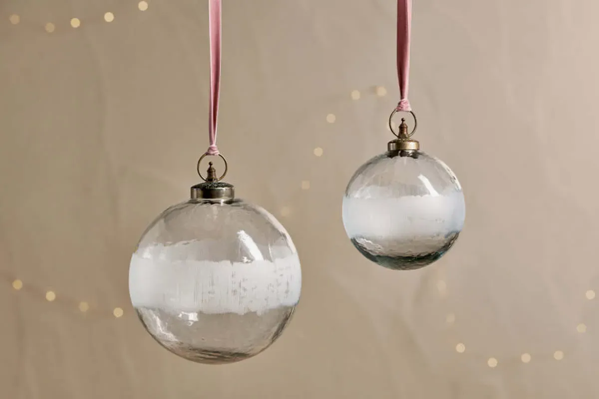 Anara Etched Large Christmas Bauble - Clear, Recycled Glass product