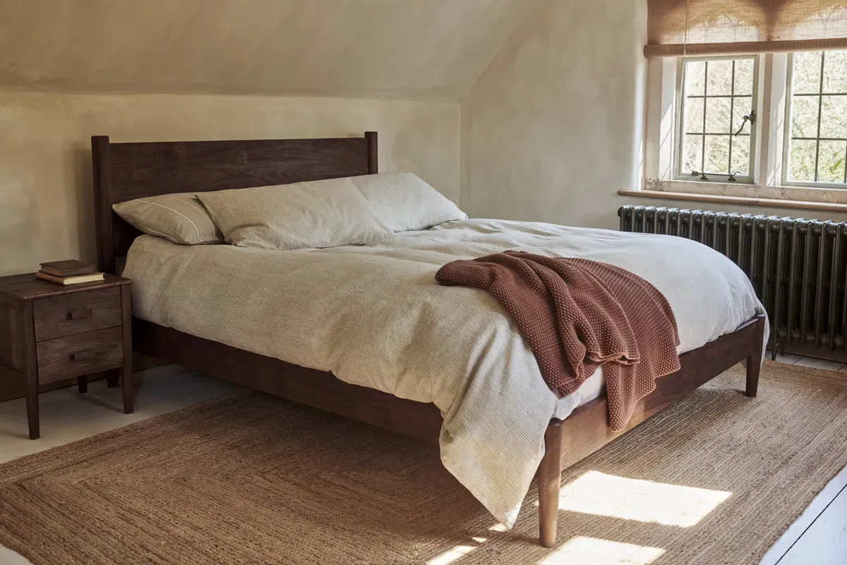 Anbu Double Bed Frame - Washed Walnut, Acacia Wood product