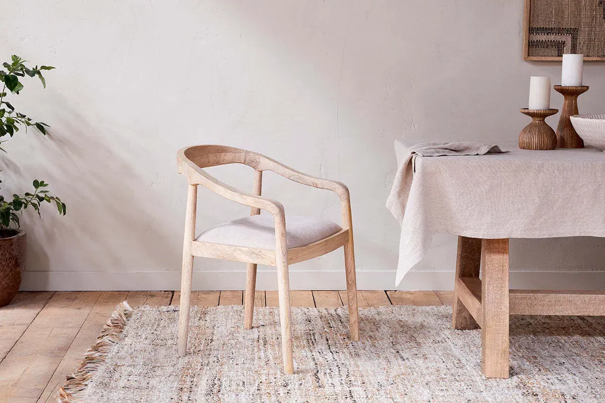 Anbu Upholstered Dining Chair - Natural, Mango Wood product