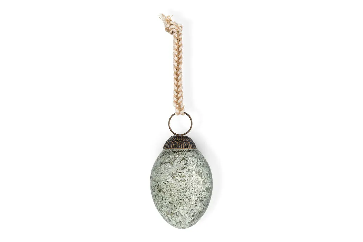 Andai Hanging Egg Decoration Set of 4 - Antique Teal, Recycled Glass product