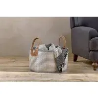 Anjuli Jute Storage Basket - Off White, Cotton