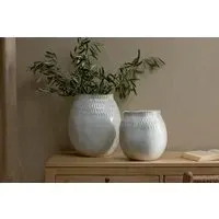Anjuna Large Ceramic Vase - Reactive White
