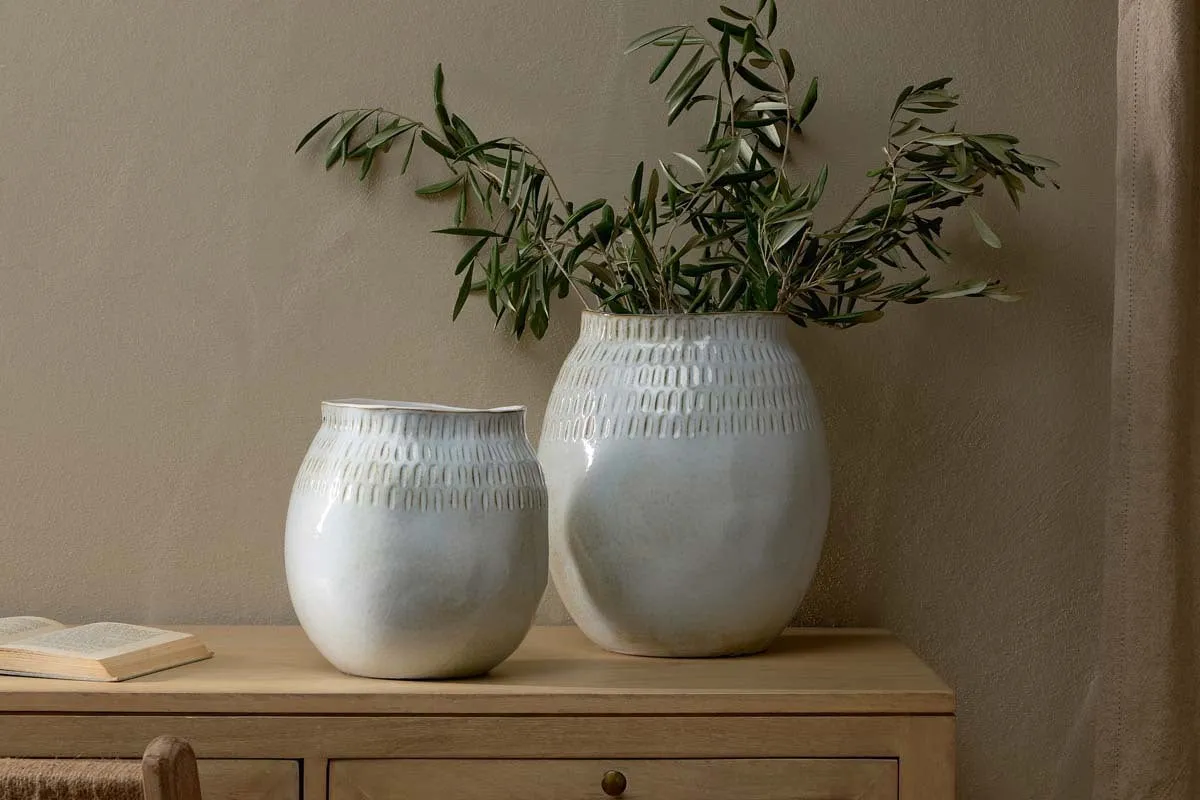 Anjuna Small Ceramic Vase - Reactive White product