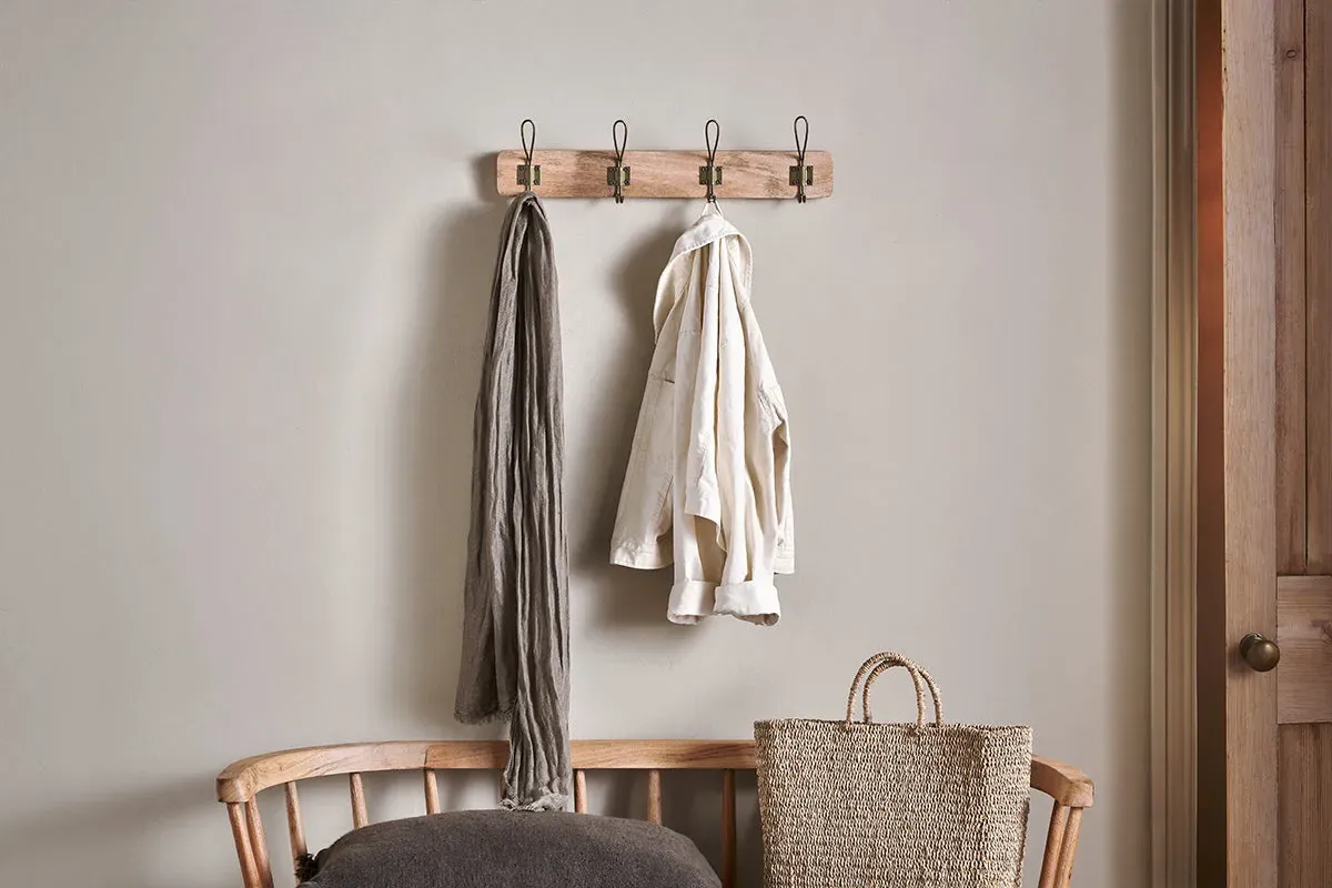 Ankita Small Wall Hooks - Antique Brass, Mango Wood image