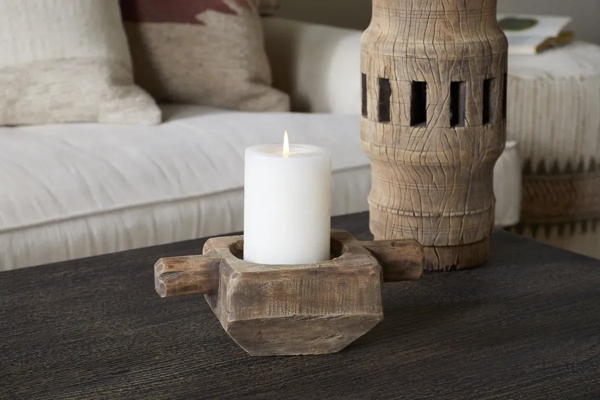 Apu Reclaimed Wood Candle Holder - Natural product
