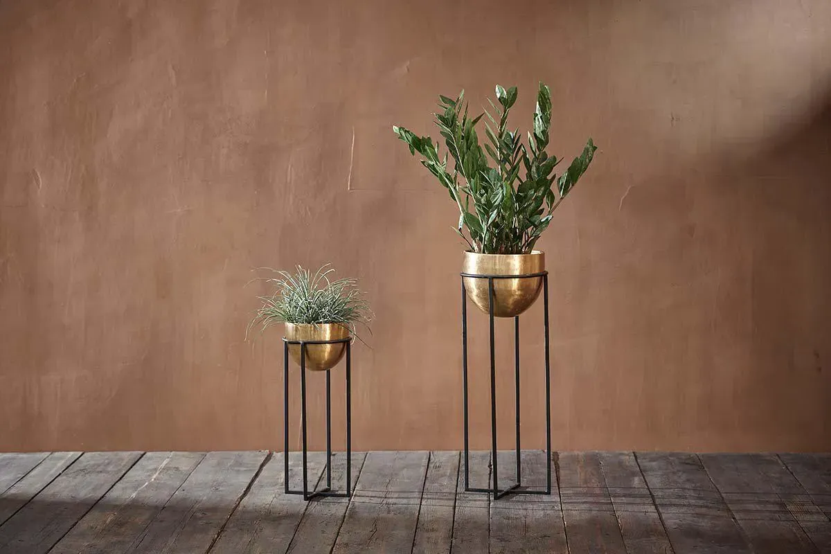 Atsu Large Planter Stand - Antique Brass