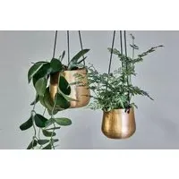 Atsu Small Hanging Planter - Antique Brass