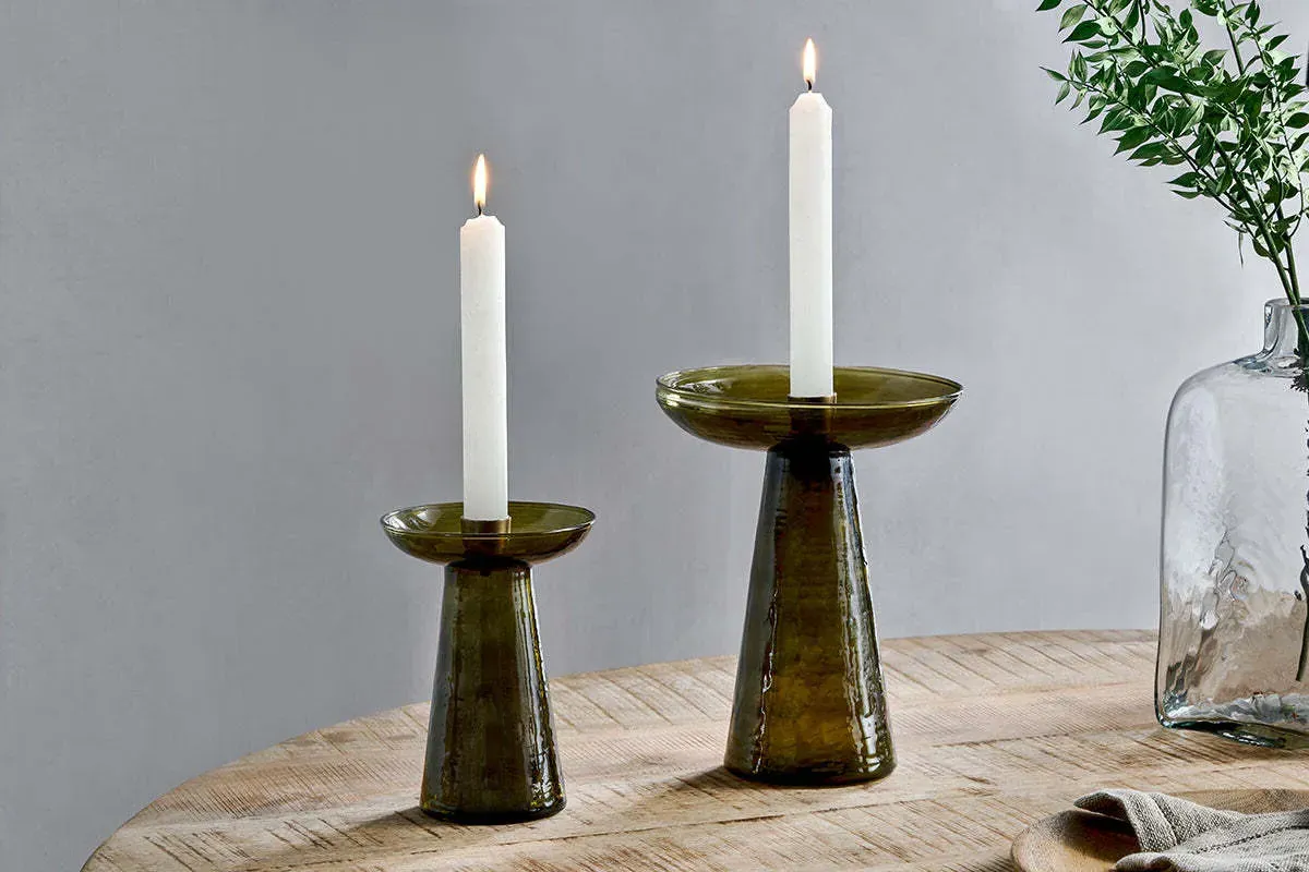 Avyn Small Candle Holder - Forest Green, Recycled Glass product
