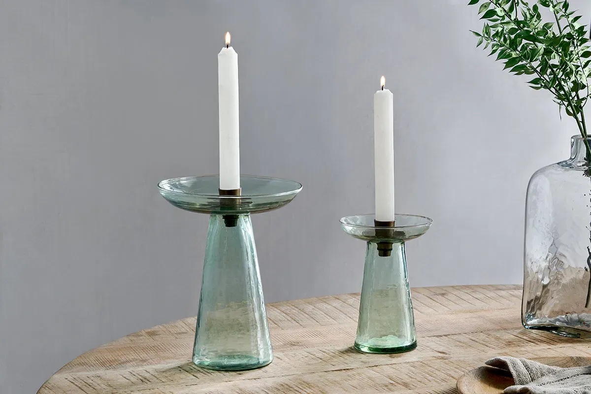 Avyn Small Candle Holder - Sage Green, Recycled Glass image