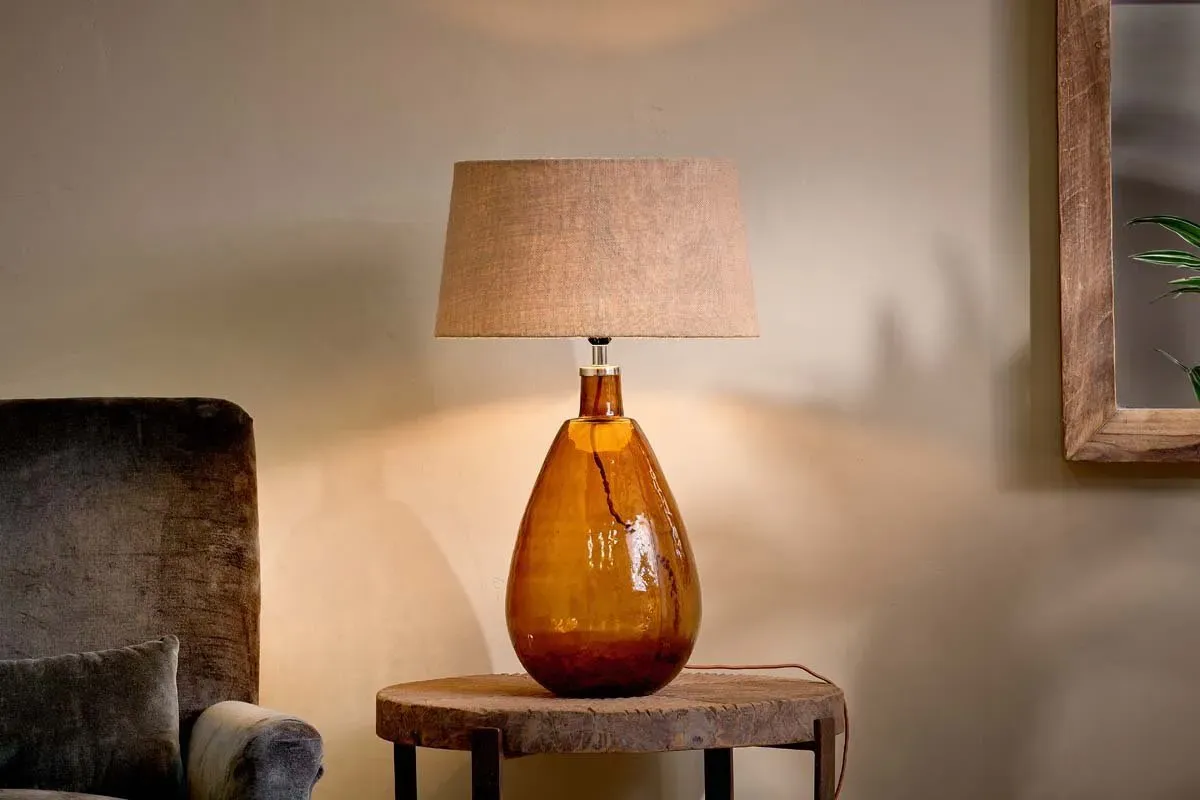 Baba Large Tall Recycled Glass Lamp - Burnt Amber