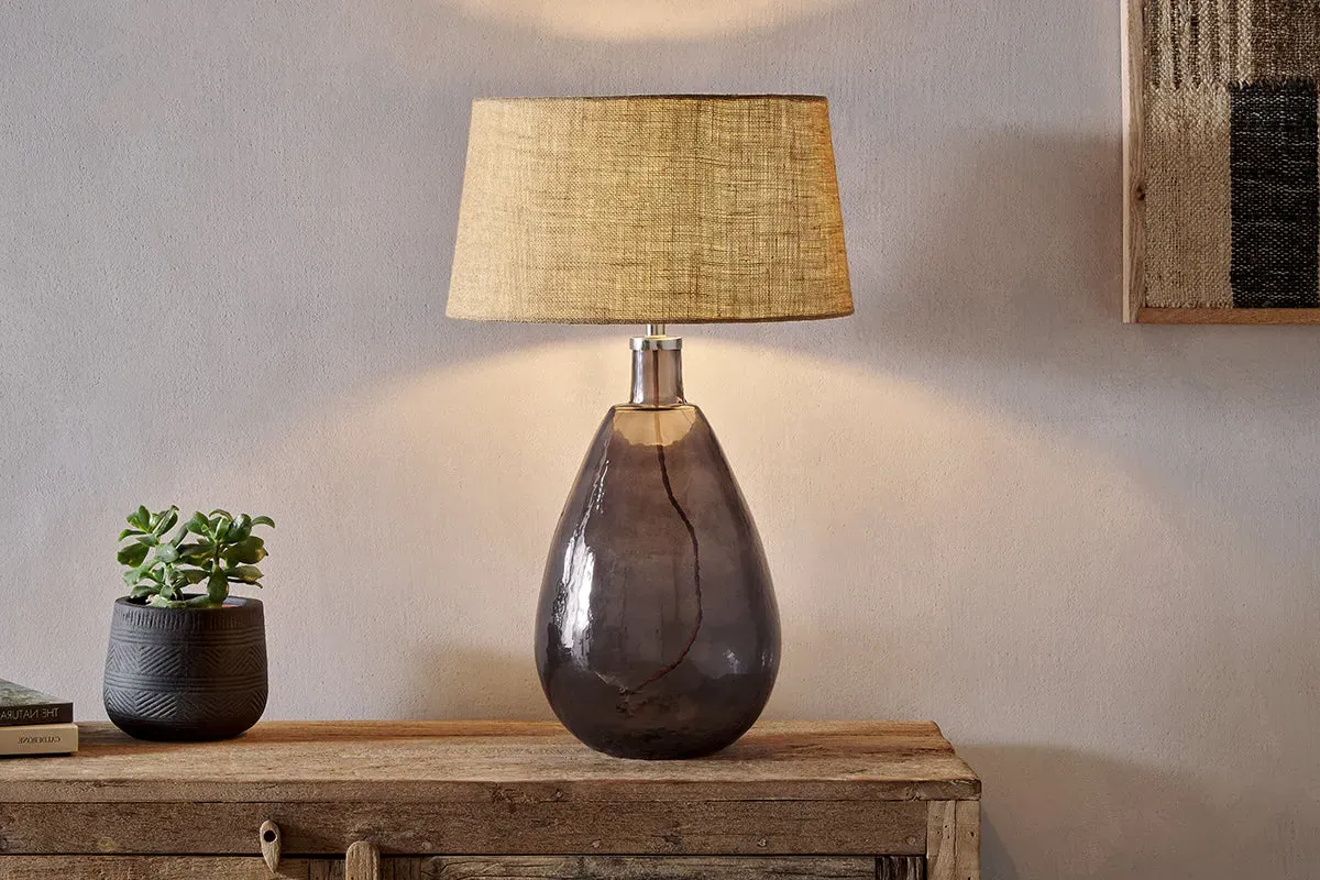 Baba Large Tall Recycled Glass Table Lamp - Smoke