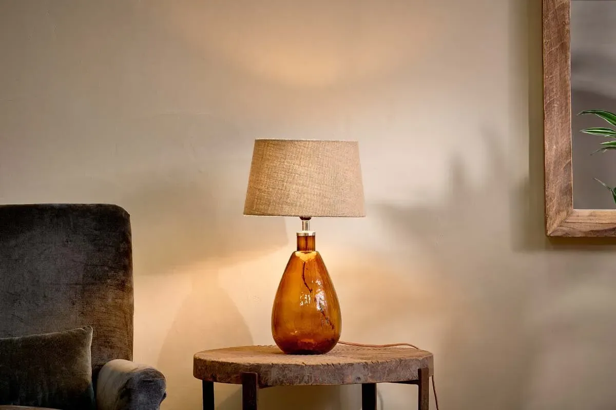Baba Small Tall Recycled Glass Lamp - Burnt Amber image
