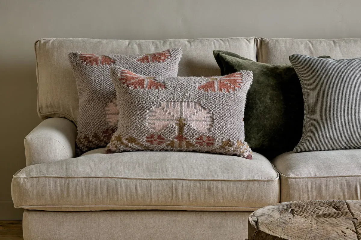 Bagru Wool & Cotton Cushion Cover - Soft Grey