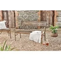 Bahula Decorative Iron Bench - Rust