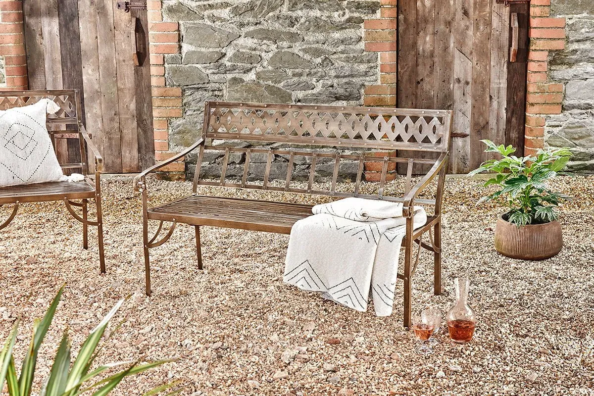 Bahula Decorative Iron Bench - Rust image