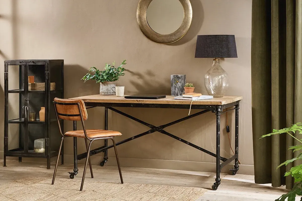 Benia Iron & Reclaimed Wood Desk - Dark Grey image