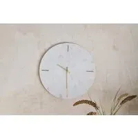 Besa Round Wall Clock - White, Marble