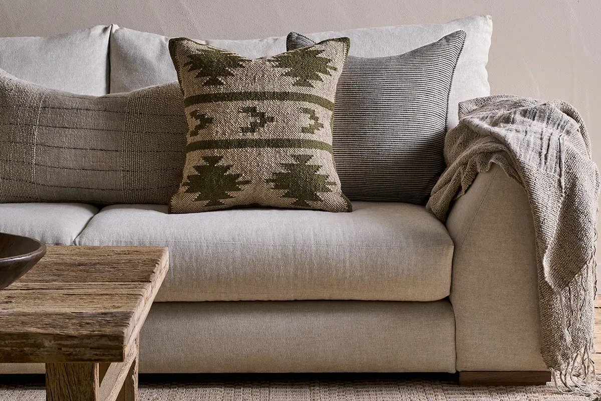 Bhumi Cushion Cover - Khaki Green, Wool & Jute image