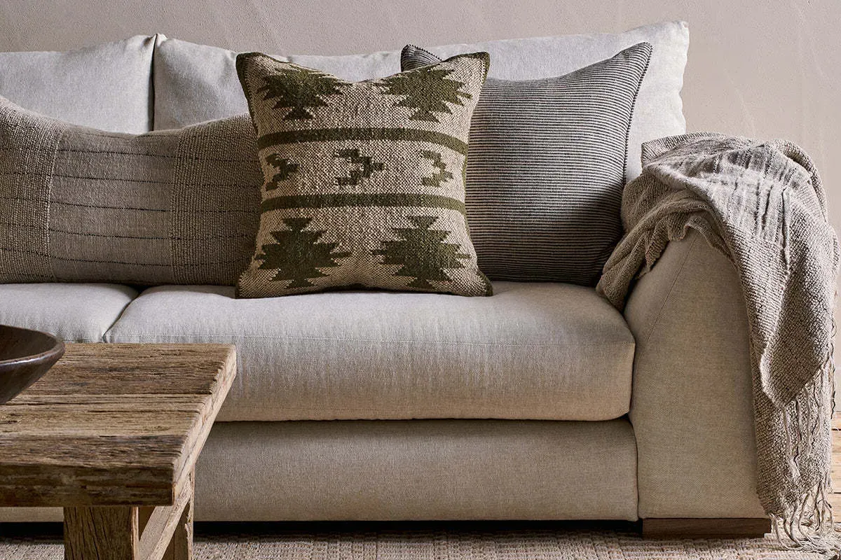 Bhumi Cushion Cover - Khaki Green, Wool & Jute product