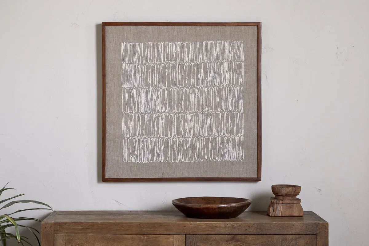 Birala Hand Stitched Wall Art - Natural