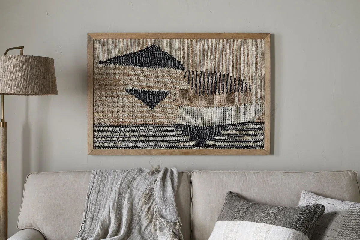 Birala Large Textured Wall Art - Natural & Dark Blue product