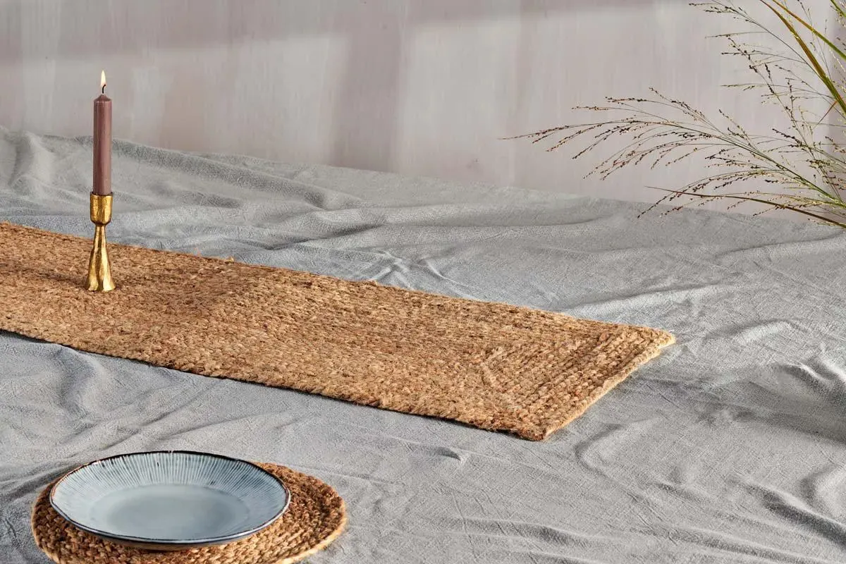 Braided Hemp Table Runner - Natural image
