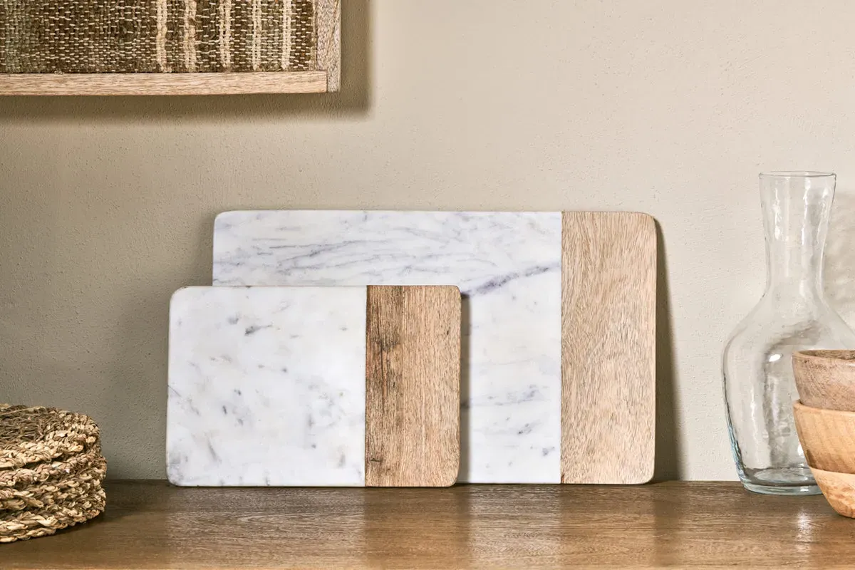 Bwari Long Marble Serving Board - White image