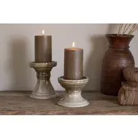 Cabra Large Candle Holder - Olive, Reactive Glaze