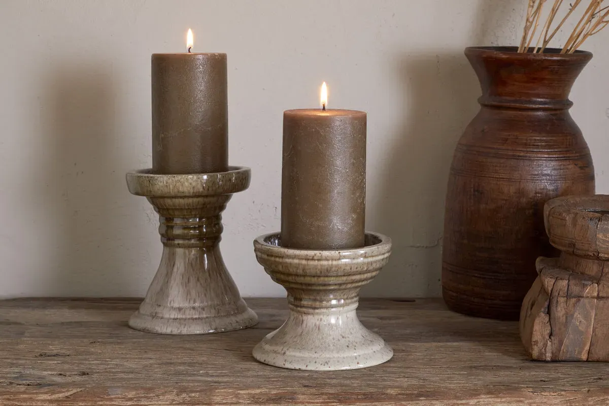 Cabra Small Candle Holder - Olive, Reactive Glaze image