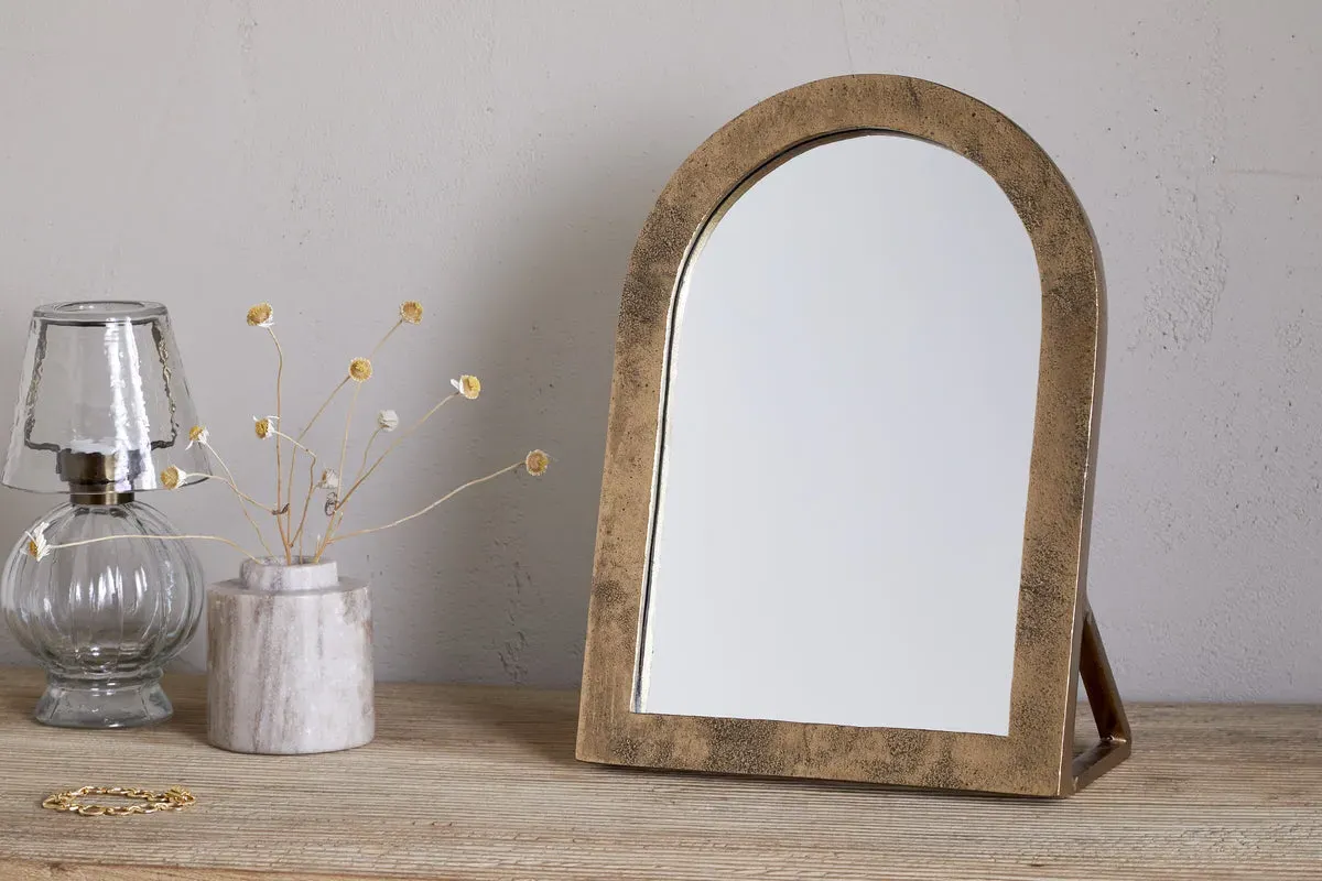 Cayce Cast Aluminium Standing Vanity Mirror - Antique Brass product