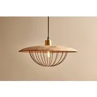 Chakai Large Wood & Metal Pendant Light - Natural