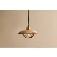 Chakai Small Wood & Metal Pendant Light - Natural