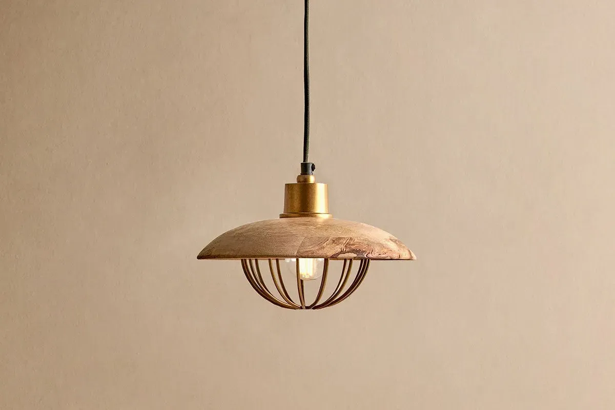 Chakai Small Wood & Metal Pendant Light - Natural image