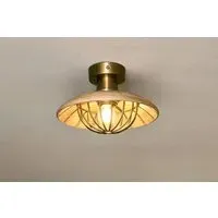 Chakai Wood & Metal Flush Ceiling Light - Natural