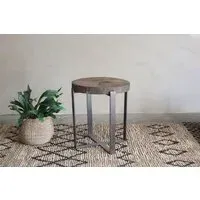 Chakala Round Side Table - Reclaimed Wood, Iron