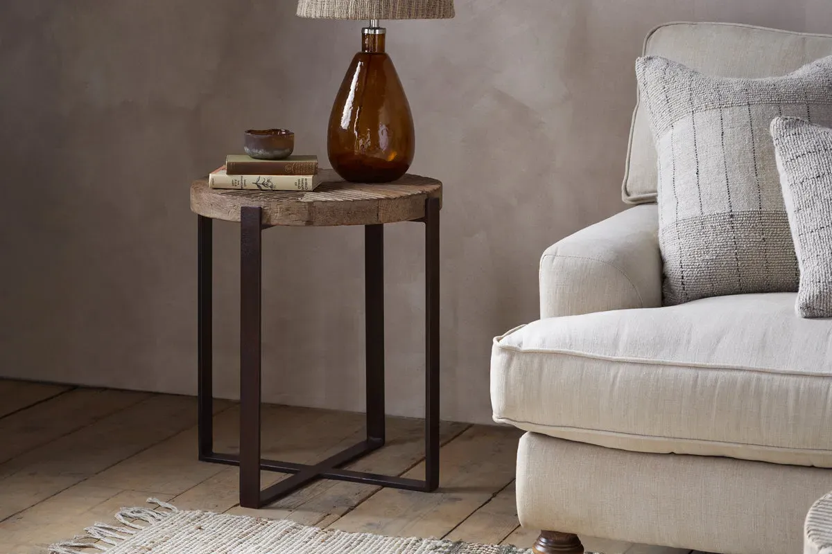 Chakala Round Side Table - Reclaimed Wood, Iron product
