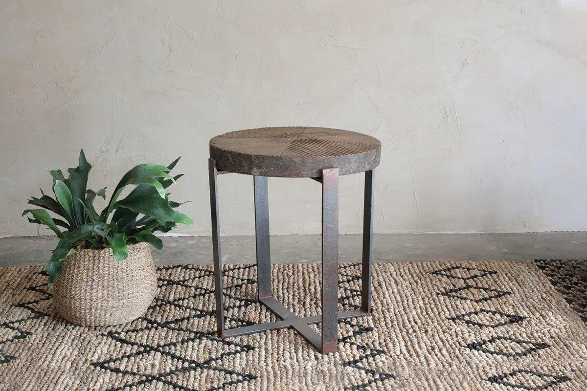 Chakala Round Side Table - Reclaimed Wood, Iron image