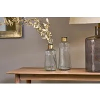 Chara Small Hammered Bottle Vase - Antique Brass, Clear Glass alternate view