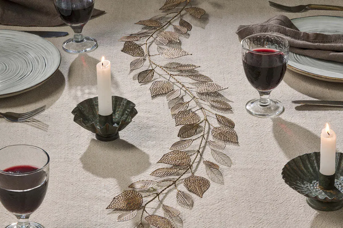 Charita Filigree Leaf Christmas Garland - Antique Brass, Iron product