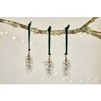 Danvi Glass Drop Baubles Set of 3 - Brass, Clear alternate view