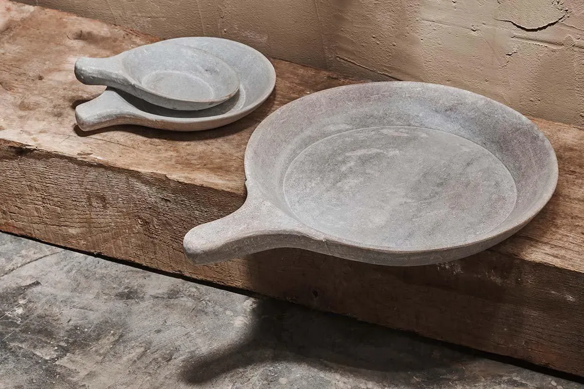 Darassa Large Stone Platter - White, Marble