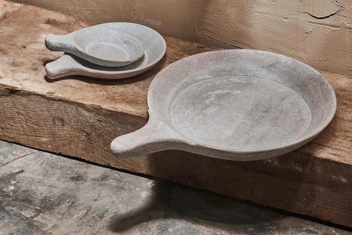 Darassa Medium Stone Platter - White, Marble product