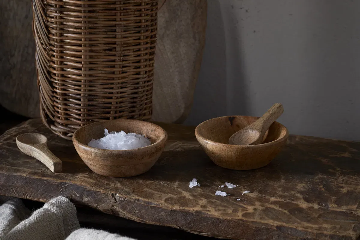 Daruka Salt & Pepper Dipping Bowls with Spoons - Natural product